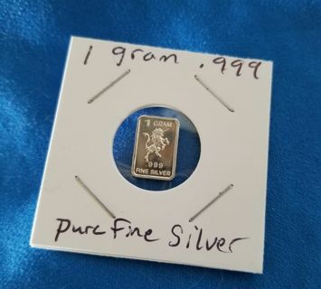 One gram .999 pure fine ☆Silver☆ collectable bar ~ Unicorn ~