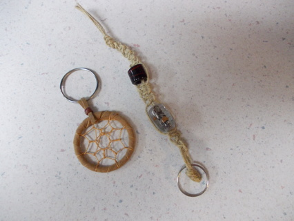 (2) Keychains Hemp with Beads & Dreamcatcher