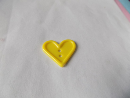 Large 1 1/2 inch yellow plastic heart button