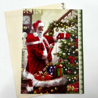 Santa Placing Gifts Christmas Greeting Card