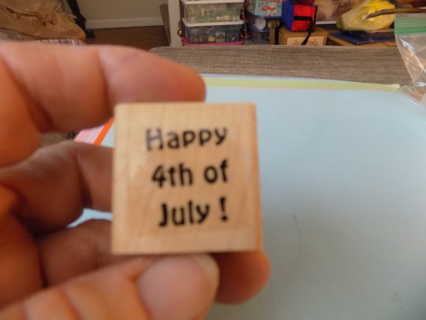 Wood Mount rubber stamp Happy 4th of July 1 inch