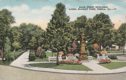 Vintage Unused Postcard: Linen: Illinois: Laura Bradley Park, Peoria