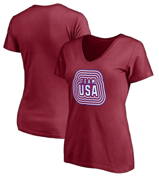 New Team USA Fanatics Olympic Womens Short Sleeve V-Neck Shirt Size Medium M Tee