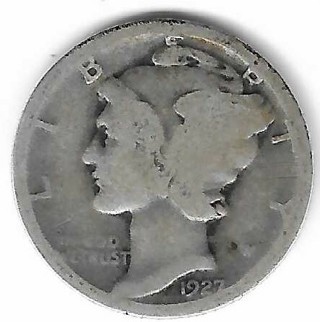 1927 Mercury Dime 90% Silver U.S. 10 Cent Coin