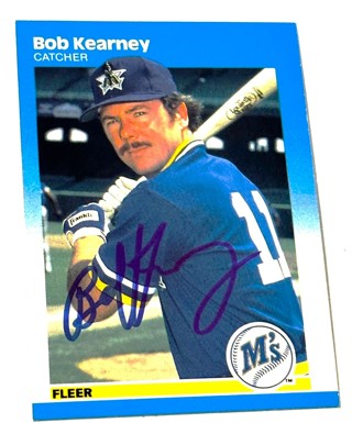 Bob Kearney - 1987 Fleer #587 -Seattle Mariners- Autograph