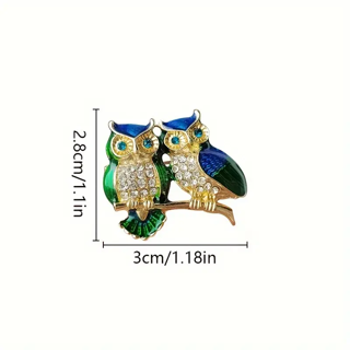 Double Owl Brooch Pin