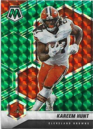 2021 MOSAIC KAREEM HUNT GREEN PRIZM REFRACTOR CARD