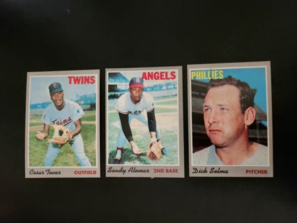 3 1970 Topps cards, Angles, Twins Phillies