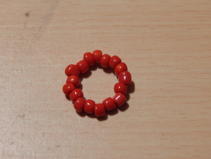 Red Glass Seed Bead Ring Child Size