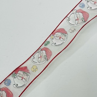 Santa Face Semi Sheer 2” Wire Edge Ribbon  