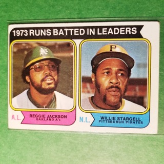 1974 - TOPPS BASEBALL - CARD NO. 203 -  1973  RUNS BATTED IN LEADERS, REGGIE JACKSON,STARGELL