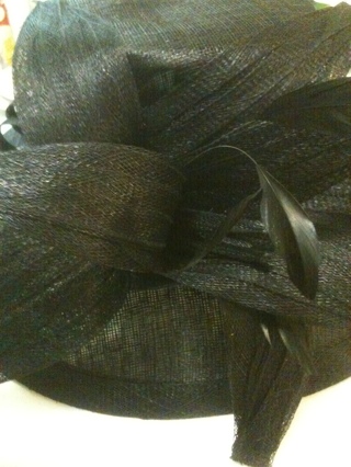 BEAUTIFUL BLACK HAT WITH BEAUTIFUL RIBBONS AND BOW