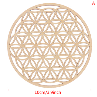 1PC Chakra Flower of life Natural Symbol Wood Round Edge Circles Carved Coaster For Crystal Home
