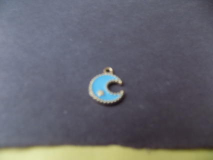 Enameled blue crescent moon charm with a star