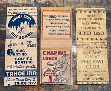 3 Nostalgic Vintage Matchbook Covers