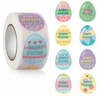 ↗️⭕(8) 1.2"x1.5" 'HAPPY EASTER' EASTER EGG STICKERS!!⭕