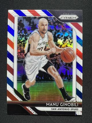 2018-19 Panini Prizm RED WHITE BLUE #281 Manu Ginobili San Antonio Spurs (Holofoil)