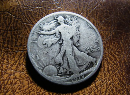 ★★ 1918-D WALKING LIBERTY HALF DOLLAR VG ★★ **90% SILVER** "BETTER DATE"