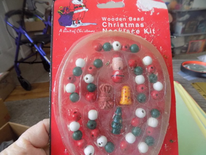 Vintage yet NIP Wooden bead Christmas necklace kit