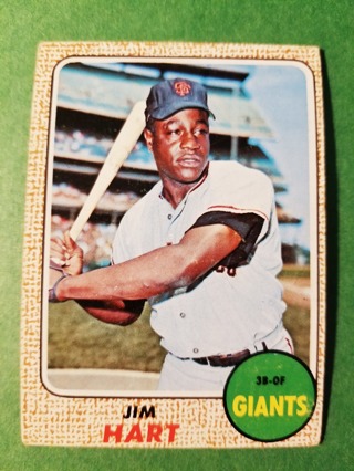 1968 - TOPPS EXMT - NRMT BASEBALL - CARD NO. 73 - JIM HART - GIANTS