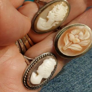 Cameo collection of 14 (rings, pendants,brooches, miscellaneous)