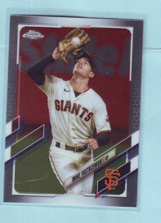 2021 Topps Chrome Mike Yastrzemski Baseball Card # 108 Giants