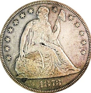 1873 CC Dollar, Seated Liberty, No arrows on date, Has Minor Wear, Refundable, Insured, Ships FREE..