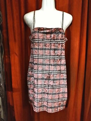 SHEIN Pink Plaid Velour Dress / Ladies Size Large