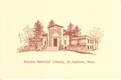 Vintage Postcard Stevens Memorial Library, North Andover, Mass 