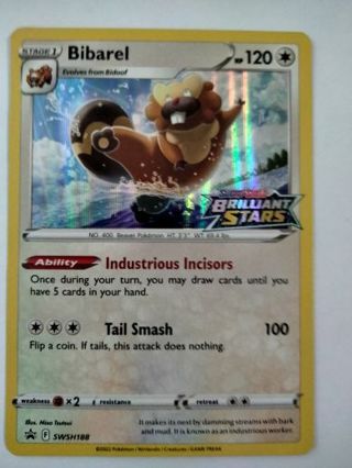 Bibarel swsh188 prerelease holo promo NM Pokemon