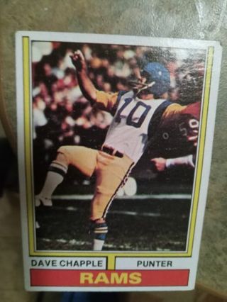 1974 TOPPS DAVE CHAPPLE RAMS FOOTBALL CARD# 396