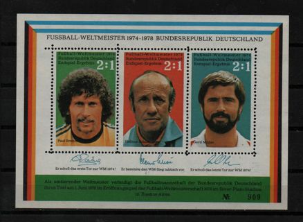 Soccer Champion Germany 1974-78 Cinderella minisheet