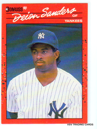 Deion Sanders, 1990 Donruss Card #427, New York Yankees, (LB21)
