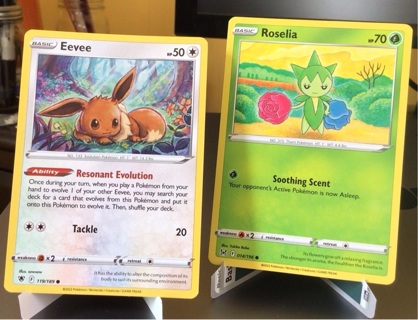 Pokemon Cards - Eevee and Roselina 