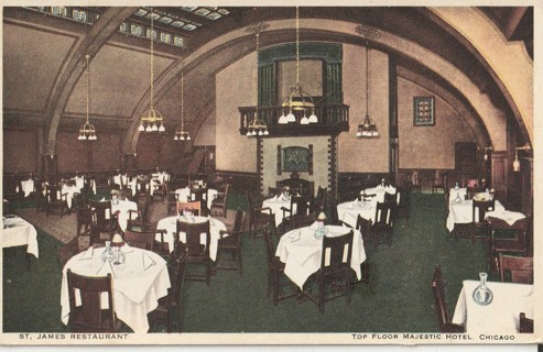 Vintage Unused Postcard: d: James ST Restaurant, Top Floor, Hotel, Chicago, IL