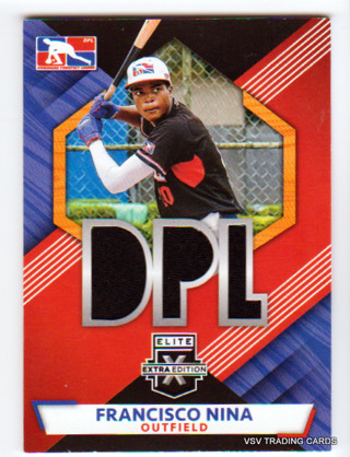 Francisco Nina, 2021 Panini Elite Extra DPL Dominican Prospect League RELIC Card #DPLM-FN, (LB21)