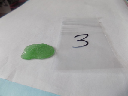 Medium size piece green sea glass # 3    1 1/2 inch wide