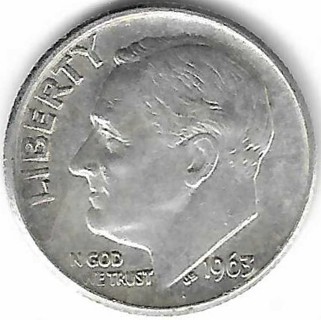 1963 Roosevelt Dime 90% Silver U.S. 10 Cent Coin