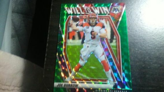 2021 PANINI MOSAIC PRIZM WILL TO WIN JOE BURROW CINCINNATI BENGALS FOOTBALL CARD# WW-8