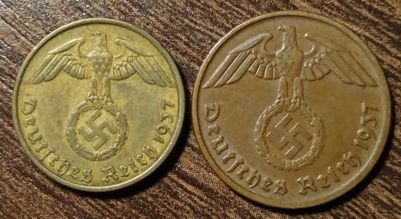 1937 Nazi Germany Reichpfennigs Full bold dates!