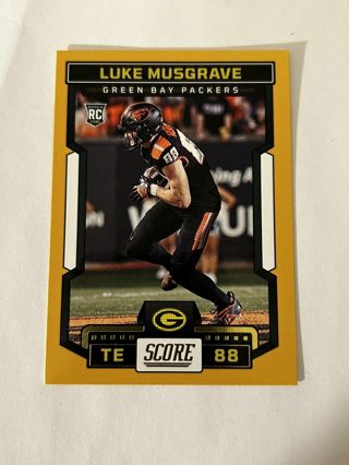 2023 Panini Score Luke Musgrave #340 Gold Parallel Rookie Card Packers