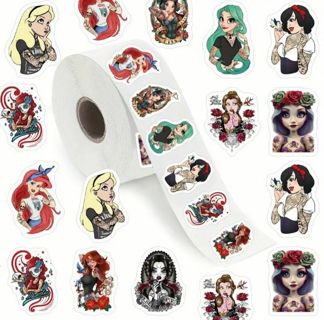 ↗️⭕(10) 1" TATTOOED DISNEY PRINCESS STICKERS!!⭕GOTHIC