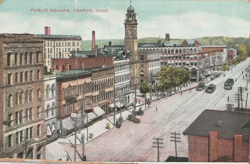 Vintage Unused Postcard: x: Public Square, Canton, OH