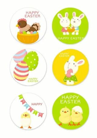 ➡️⭕NEW⭕(6) 1" HAPPY EASTER STICKERS!!