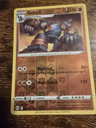 Pokemon Golurk reverse holo rare card 083/172