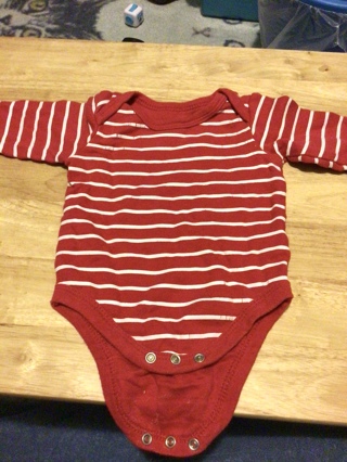 Childrens Red Striped One pc size 3 months