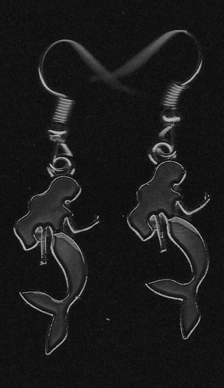 GP Enamel Black Mermaid Earrings (PLEASE READ DESCRIPTION)