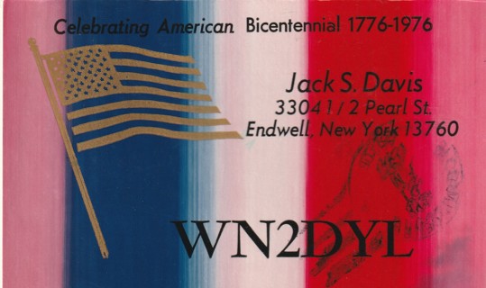 Vintage Used Postcard: J: Amateur Radio Station Card: WN2DYL