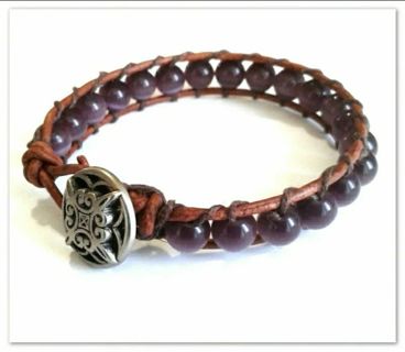 Cat's Eye Leather Woven Bracelet B-7