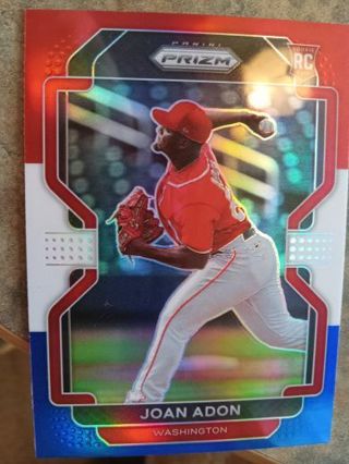 2022 PANINI PRIZM ROOKIE RED/WHITE/BLUE JOAN ADON WASHINGTON NATIONALS BASEBALL CARD# 154